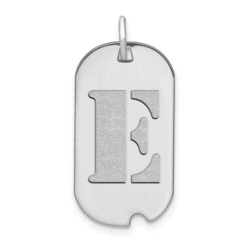 Letter E Initial Dog Tag Pendant 14k White Gold Polished YC1439WE, MPN: YC1439WE, 196904086971