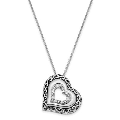 Antiqued Mother Of The Groom 18 Inch Necklace Sterling Silver CZ Diamond QSX642, MPN: QSX642, 88395…