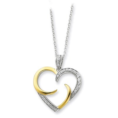 Gold-plated The Arms of Love 18in Heart Necklace Sterling Silver QSX198, MPN: QSX198, 883957716503