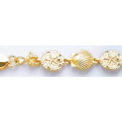 Sand Dollar Scallop Shell Bracelet 14k Gold FB1755-8, MPN: FB1755-8, 637218124510
