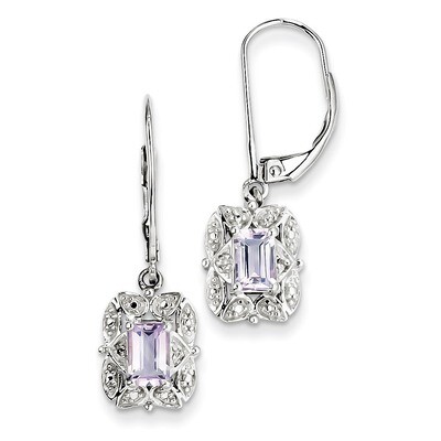 Pink Quartz Earrings Diamond Sterling Silver QE10165PQ, MPN: QE10165PQ, 883957399928
