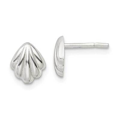 Shell Post Earrings Sterling Silver Polished QE16498, MPN: QE16498, 196904166871
