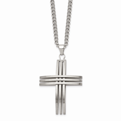 Cross 24 Inch Necklace Stainless Steel SRN107-24 by Chisel, MPN: SRN107-24, 883957748030