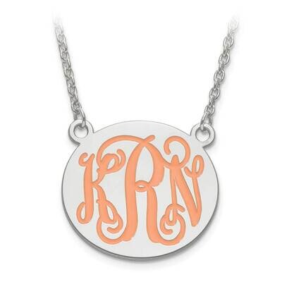 Medium Polished Enameled Monogram Plate with Chain Sterling Silver Rhodium-plated XNA584SS, MPN: XN…
