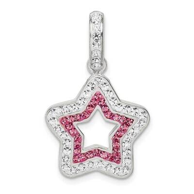 Pink/White Preciosa Crystal Star Pendant Sterling Silver QC9531, MPN: QC9531,