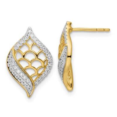 Fancy Diamond Post Earrings 14k Gold Polished EM8528-025-YA, MPN: EM8528-025-YA, 883957972008