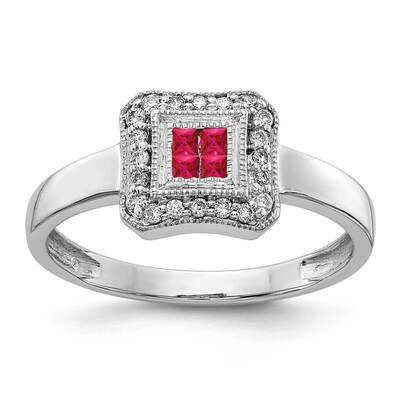 Square Design Ruby &amp; Diamond Ring 14k White Gold RM5763-RU-013-WA, MPN: RM5763-RU-013-WA, 843642052…