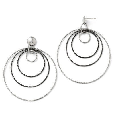 Leslie&#39;s Rhodium Plated Diamond-cut Post Hoop Earrings - Sterling Silver HB-QLE103, MPN: QLE103, 88…