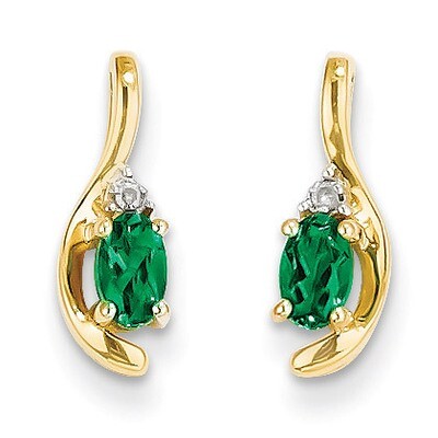 Diamond &amp; Genuine Emerald Earrings 14k Gold XBS417, MPN: XBS417, 883957469591