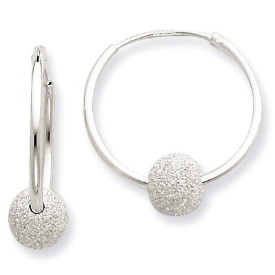Laser Bead Endless Hoop Earrings Sterling Silver QE6627, MPN: QE6627, 883957580043