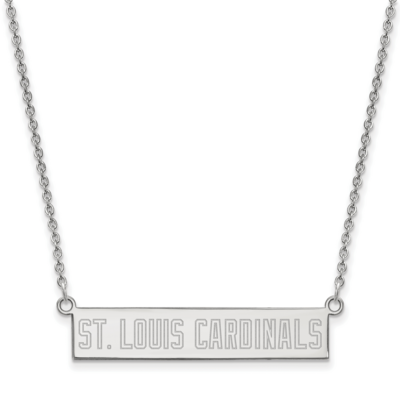 MLB St. Louis Cardinals Small Bar Necklace Sterling Silver Rhodium-plated SS062CRD-18, MPN: SS062CR…