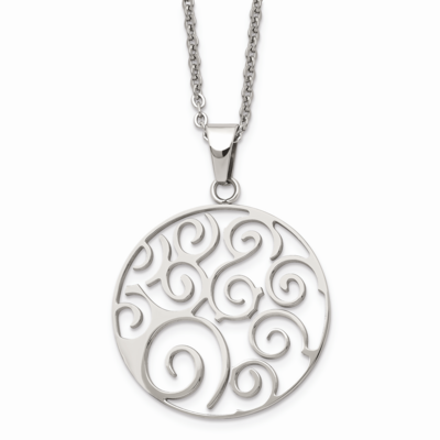 Fancy Swirl Pendant Necklace Stainless Steel Polished SRN643-22 by Chisel, MPN: SRN643-22, 88677404…