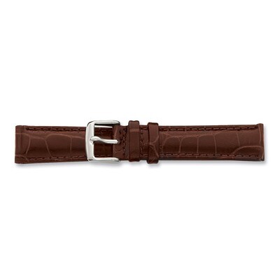 16mm Brown Crocodile Chrono Watch Band 7.5 Inch Silver-tone Buckle BA102-16, MPN: BA102-16, 8867741…