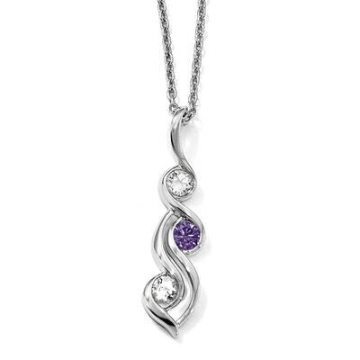 Clear &amp; Purple Swarovski Topaz with 2 Inch Extension Spirit Necklace 10k White Gold 10SV216WPU-16, …