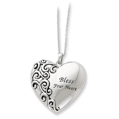 Bless Your Heart 18 Inch Necklace Sterling Silver Antiqued QSX261, MPN: QSX261, 883957717166