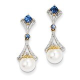 Diamond 7-8mm Cultured PEarringsl &amp; Created Sapphire Post Earrings 14k Gold XE2513AA, MPN: XE2513AA…