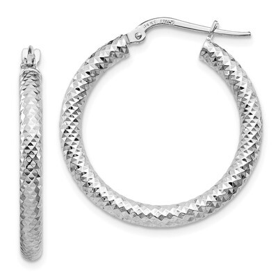 Leslie&#39;s 3x20 Round Hoop Earrings 14k White Gold Diamond-cut HB-LE1732W, MPN: LE1732W, 191101736018