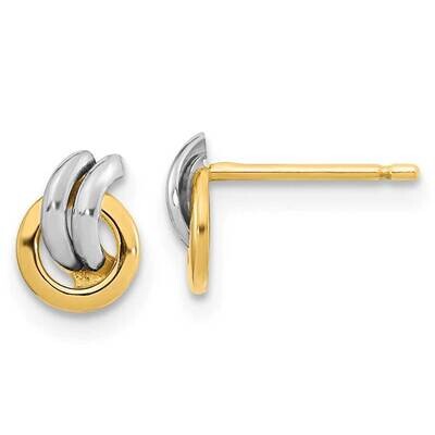 White Rhodium Open Circle Post Earrings 14k Gold Polished YE1958, MPN: YE1958, 191101799396
