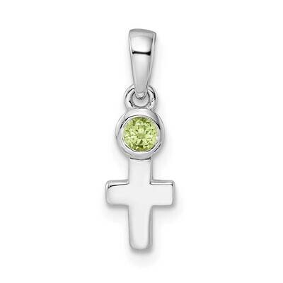 Peridot Cross Pendant Sterling Silver Rhodium-Plated Polished QBPD33AUG, MPN: QBPD33AUG,