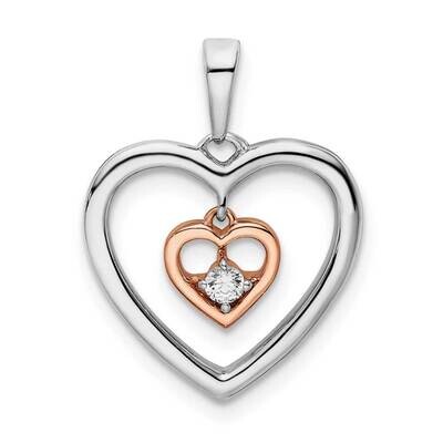 White and Rose Double Heart Diamond Pendant 14k Two-Tone Gold PM8489-005-WRA, MPN: PM8489-005-WRA,