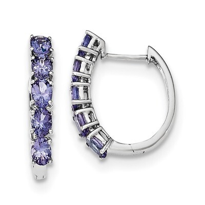 Oval Tanzanite Hinged Hoop Earrings Sterling Silver Rhodium-plated QE12619TZ, MPN: QE12619TZ, 88677…
