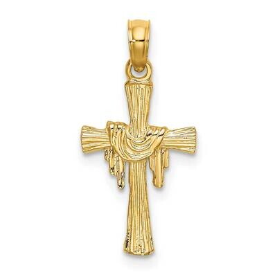 Cross with Drape Charm 14k Gold K8344, MPN: K8344, 637218016044
