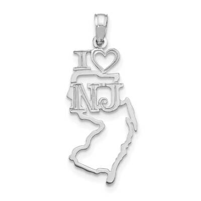 New Jersey State Pendant 14k White Gold Solid D1178W, MPN: D1178W,