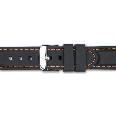 24mm Black Silicone with Orange Stitch Watch Band  BA406-24, MPN: BA406-24,