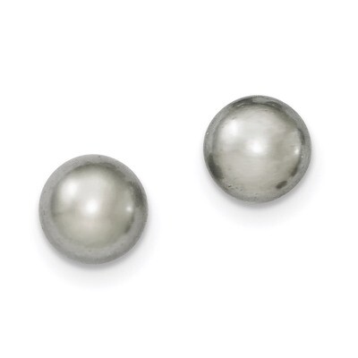 9-10mm Grey Freshwater Cultured Button Pearl Stud Earrings Sterling Silver QE12679, MPN: QE12679, 1…