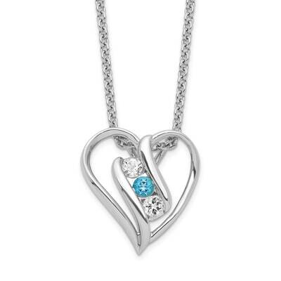 Survivor Clear &amp; Blue Swarovski Topaz Heart Support Necklace Sterling Silver SV227SSB-16, MPN: SV22…