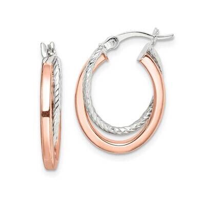Rose Tone Twisted Hoop Earrings Sterling Silver QE14124, MPN: QE14124, 883957176116