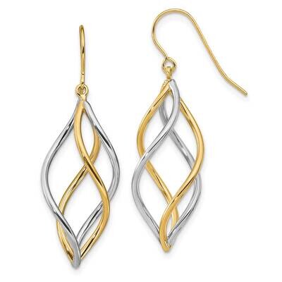 Leslie&#39;s Dangle Earrings 14k Two-tone Gold Polished HB-LE1950, MPN: LE1950, 191101736971