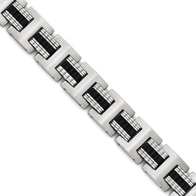 Brushed and Polished Black IP-plated 8.75 Inch Bracelet - Stainless Steel SRB1739-8.75 by Chisel, M…