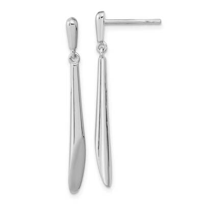 Polished Bar Dangle Post Earrings Sterling Silver Rhodium-Plated QE15724, MPN: QE15724, 196904153451