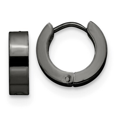 Black IP-Plated Hinged Hoop Earrings Stainless Steel SRE1315 by Chisel, MPN: SRE1315, 191101499180