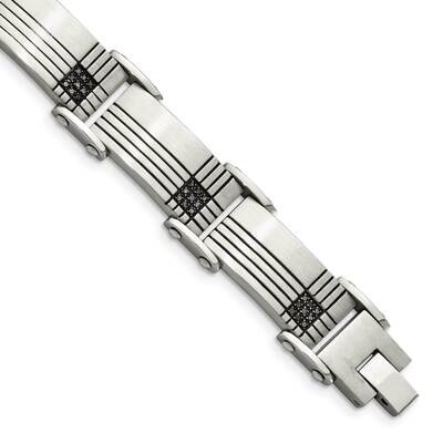 Black-IP Black Diamonds Brushed &amp; Polished 8.5 Inch Bracelet Stainless Steel SRB913-8.5 by Chisel, …