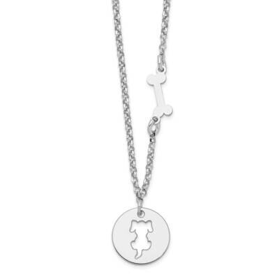 Puppy and Bone with 1 Inch Extender Necklace 16 Inch Sterling Silver Rhodium-Plated QG6210-16, MPN:…