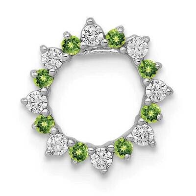 .08 Peridot Fancy Circle Chain Slide 14k White Gold Diamond PM3855-PE-012-WA, MPN: PM3855-PE-012-WA…