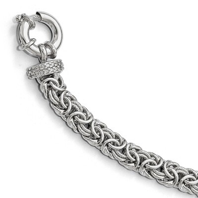 Leslie&#39;s Textured CZ Bracelet 7.5 Inch Sterling Silver Polished HB-QLF641-7.5, MPN: QLF641-7.5, 191…