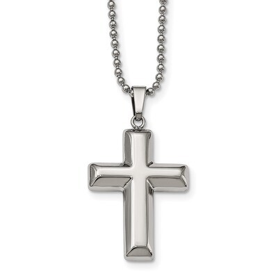 Hollow Cross Necklace Stainless Steel Polished SRN1831-22 by Chisel, MPN: SRN1831-22, 886774750361