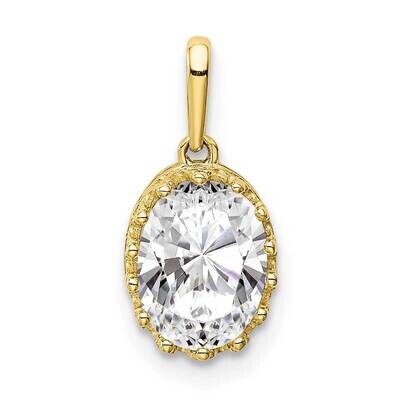 Polished Oval CZ Diamond Pendant 10k Gold 10YC415, MPN: 10YC415, 883957605814