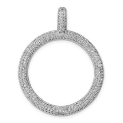 Sterling Silver Rhodium-plated CZ Wavy Circle Pendant QMP1510