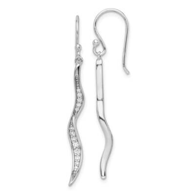 CZ Diamond Wavy Dangle Earrings Sterling Silver Rhodium-Plated Polished QE16236, MPN: QE16236, 1969…