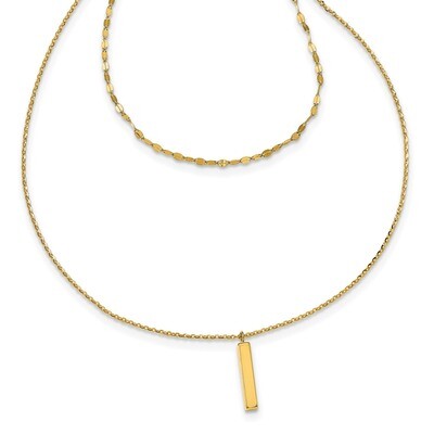 Leslie&#39;s Diamond-cut Adjustable 2 Layer Choker with 3.5 inch extender Necklace 14k Polished Gold HB…