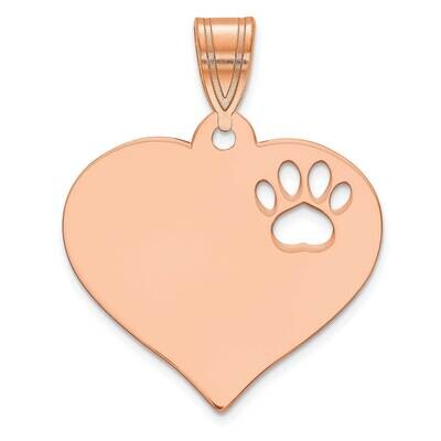 Heart with Cut Out Paw Print Pendant Sterling Silver Rose-plated XNA767RP, MPN: XNA767RP,