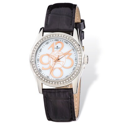 Charles Hubert Crystal Bezel Black Leather Watch Ladies XWA4881, MPN: XWA4881, 848870007268