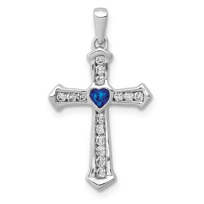 Sapphire &amp; Lab Grown Diamond Si1/Si2 G H I Cross Pendant Created PM5272-SA-020-WLG, MPN: PM5272-SA-…