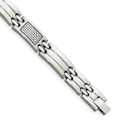 Grey Carbon Fiber Inlay Bracelet Stainless Steel Polished SRB1288-8.5 by Chisel, MPN: SRB1288-8.5, …