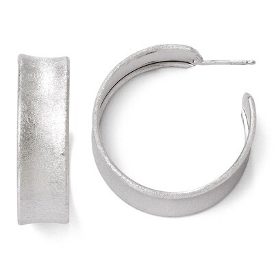 Sterling Silver Laser Textured Post Hoop Earrings QLE329