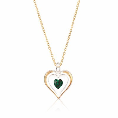 May Gold Trim Swarovski Birthstone Heart 18 inch Necklace GM9404, MPN: GM9404, 708873026478
